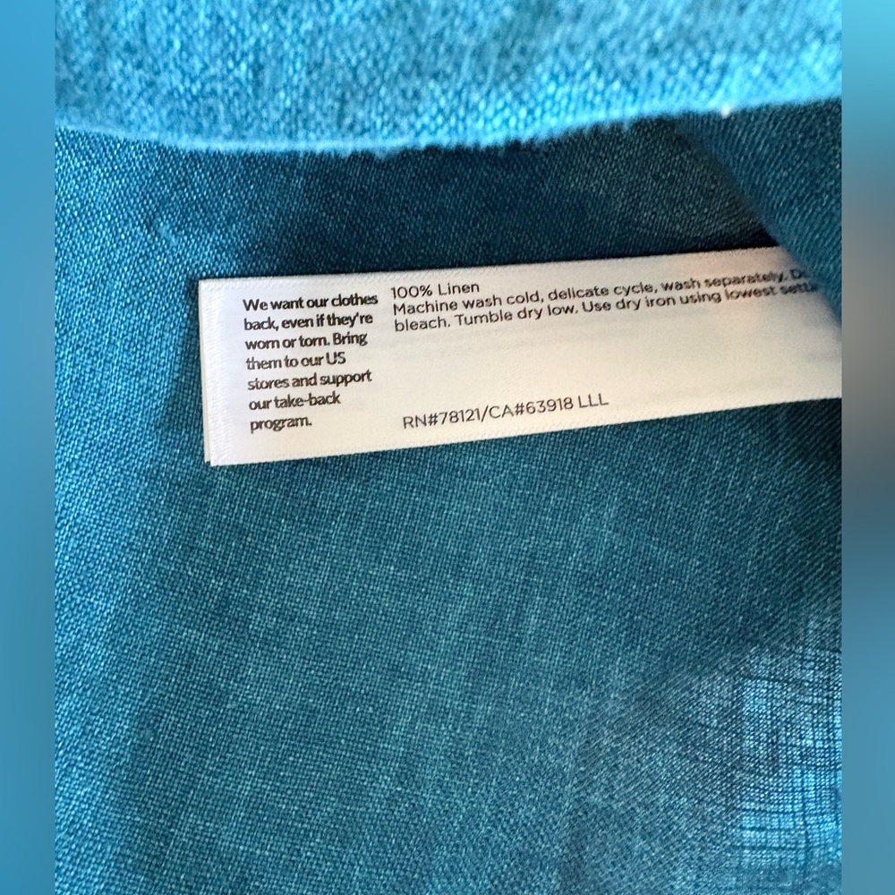 Eileen Fisher Sleeveless Teal Linen Tunic - XXS - Linen, Clean Beauty - Picture 4 of 7